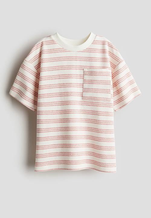 H&M - Chest-pocket T-shirt - white & red striped