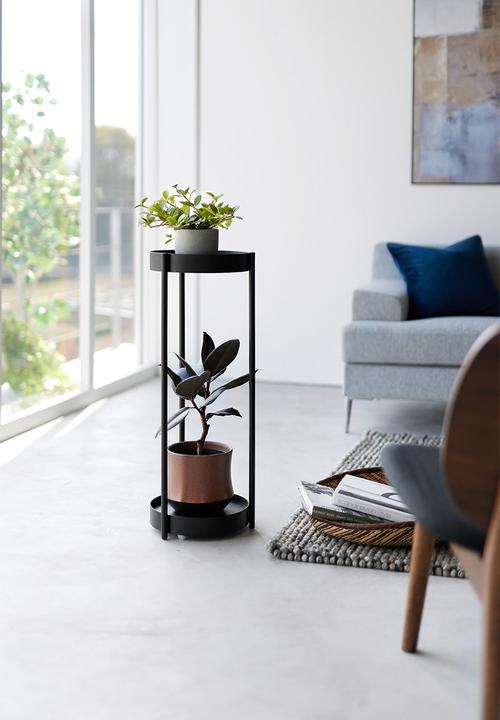 Yamazaki - 2-Tiered plant stand on casters - black