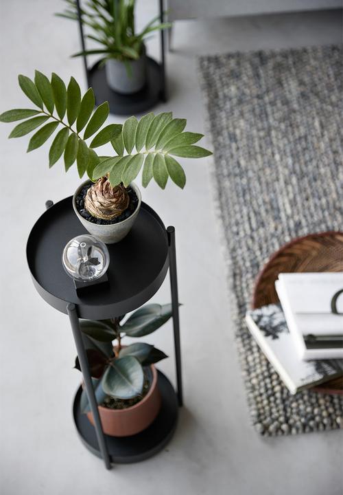 Yamazaki - 2-Tiered plant stand on casters - black