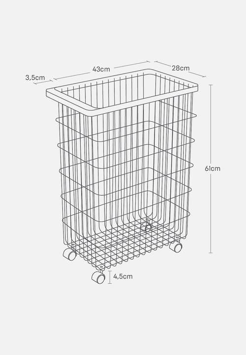 Yamazaki - Laundry basket on wheels - white