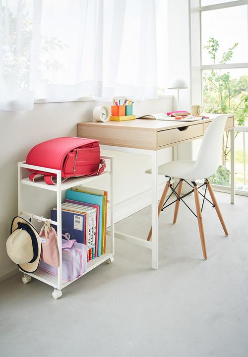 Yamazaki - 2 Tiered semi-closed storage wagon - white