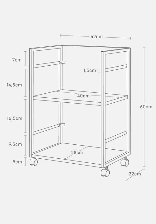 Yamazaki - 2 Tiered semi-closed storage wagon - white