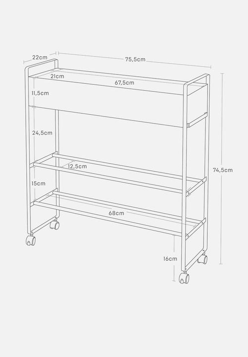 Yamazaki - Cart storage with basket - white