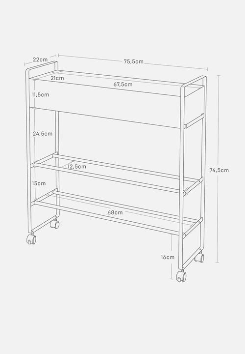 Yamazaki - Cart storage with basket - black