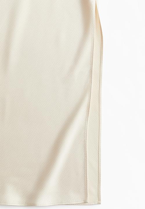 H&M - Crêpe satin skirt - cream