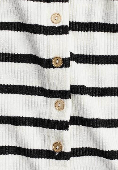 H&M - Button-top jersey dress - white striped