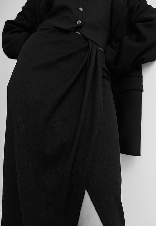 H&M - Textured-knit wrap skirt - black