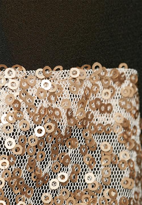 Lola May - Chiffon shirt with gold sequin panel 