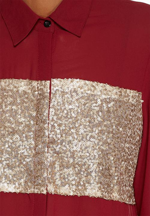 Lola May - Chiffon shirt with gold sequin panel
