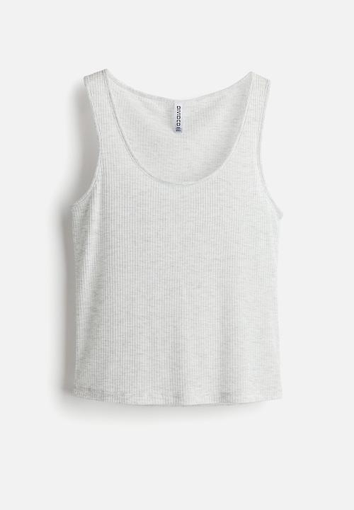 H&M - Sheer ribbed vest top - light grey marl
