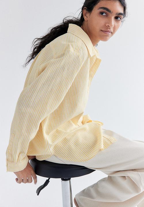 H&M - Linen-blend shirt - yellow striped