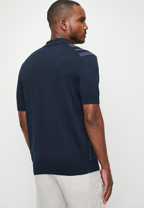 Ben Sherman - Birdseye Stripe Polo - Dark Navy