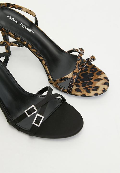 Public Desire - Jenna WF strappy heel - leopard