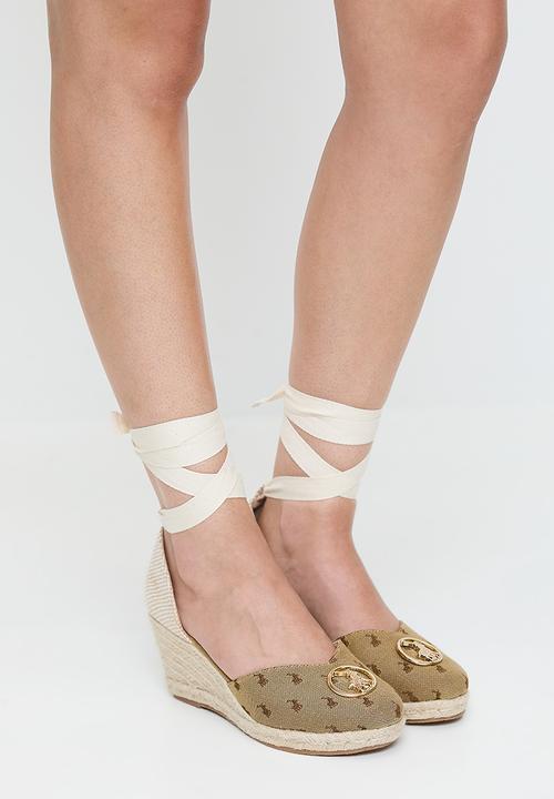 Jacquard espadrille wedge stone POLO Heels