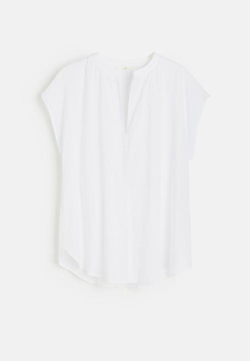 H&M - Cap-sleeved blouse - white