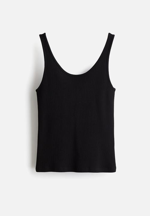 H&M - Ribbed vest top - black