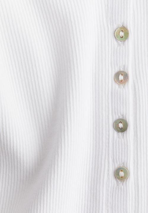 H&M - Ribbed henley top - white