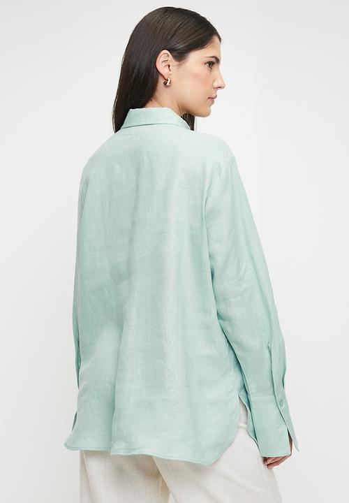 POLO - Wmn Lilian Ls Linen Shirt - Mint
