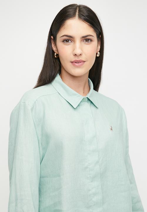 POLO - Wmn Lilian Ls Linen Shirt - Mint