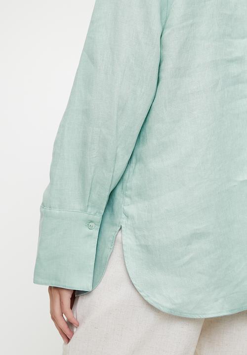 POLO - Wmn Lilian Ls Linen Shirt - Mint