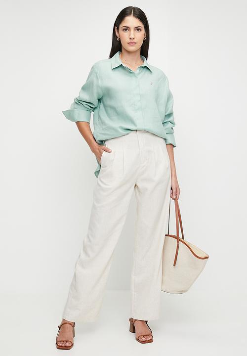 POLO - Wmn Lilian Ls Linen Shirt - Mint