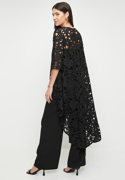Stella Morgan - Lace Hi-Lo Edge To Edge Jacket - Black