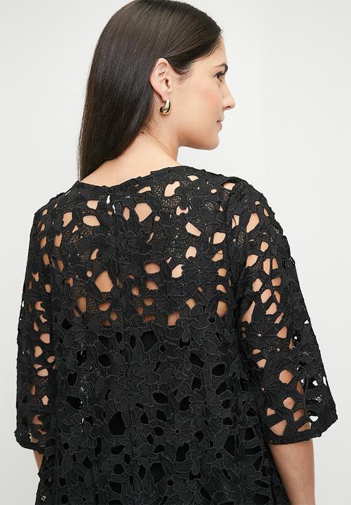Stella Morgan - Lace Hi-Lo Edge To Edge Jacket - Black