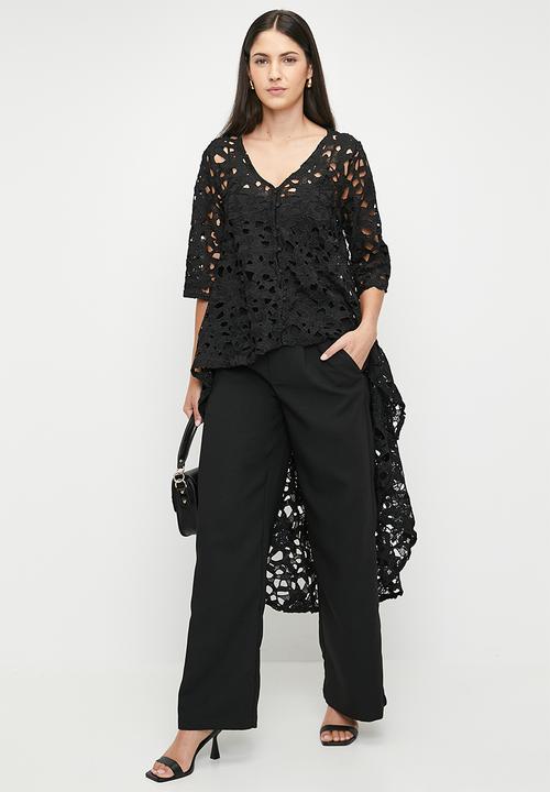 Stella Morgan - Lace Hi-Lo Edge To Edge Jacket - Black