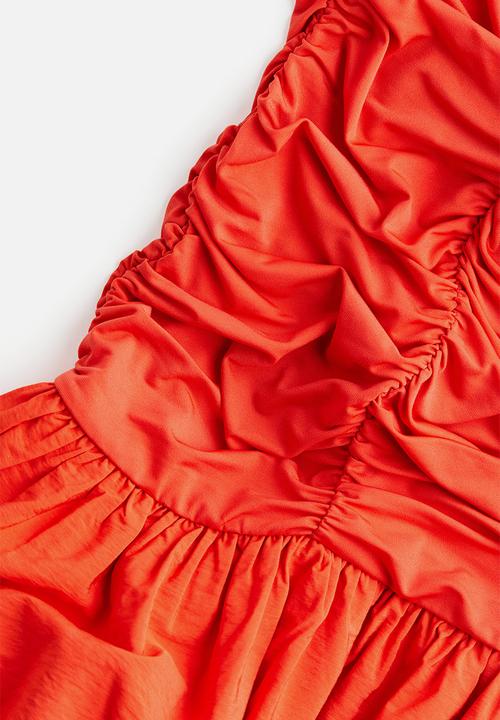 H&M - Off-the-shoulder bubble-hem dress - red