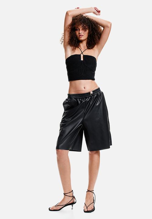 H&M - Coated bermuda shorts - black