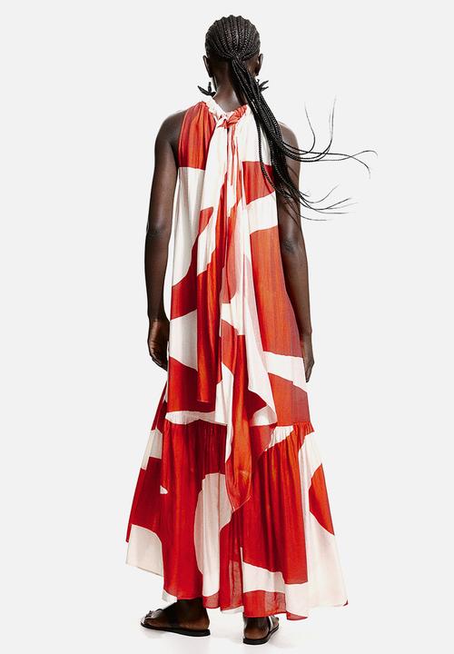 H&M - Voluminous maxi dress - red patterned