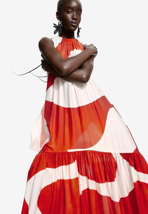 H&M - Voluminous maxi dress - red patterned
