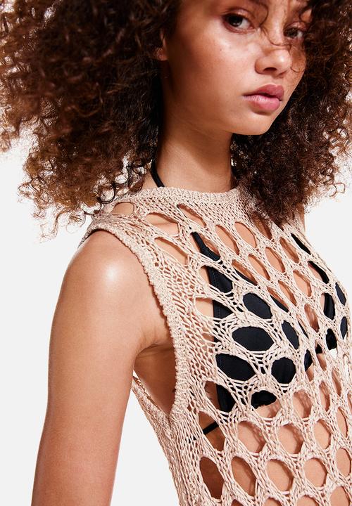 H&M - Crochet-look knitted dress - beige