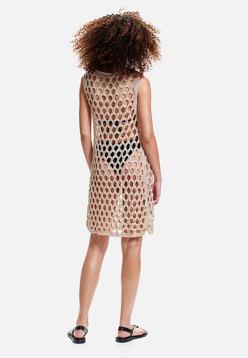 H&M - Crochet-look knitted dress - beige