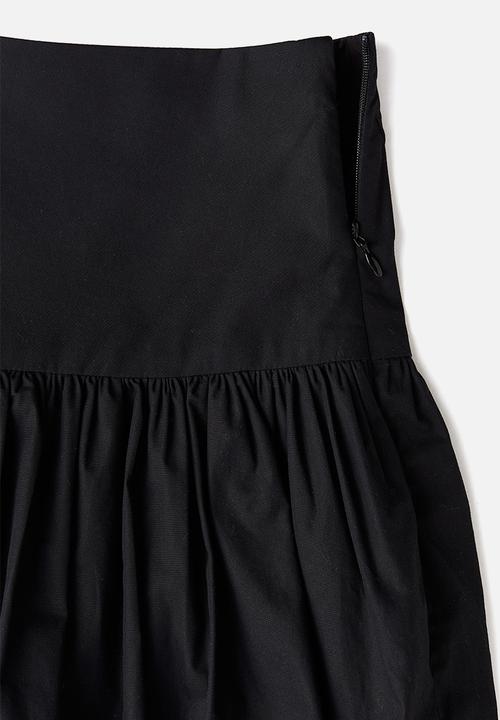 H&M - Bubble-hem poplin mini skirt - black