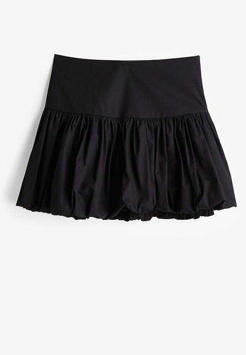 H&M - Bubble-hem poplin mini skirt - black