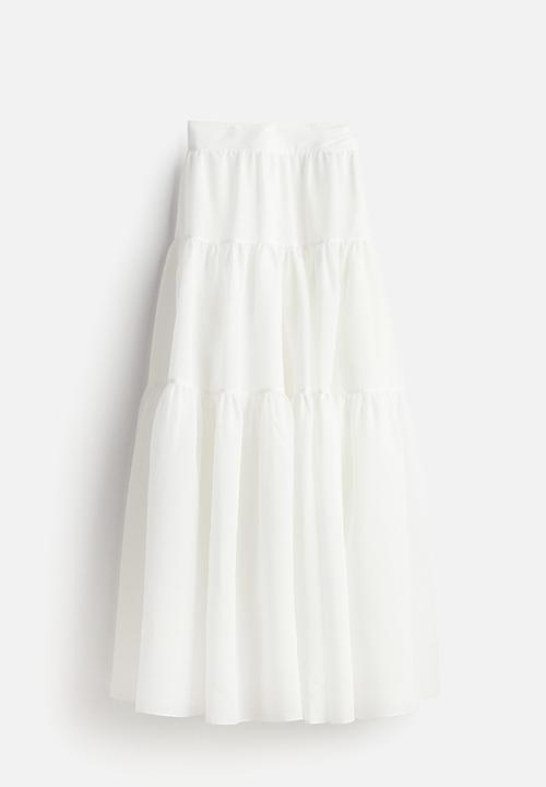 H&M - Tiered maxi skirt - white