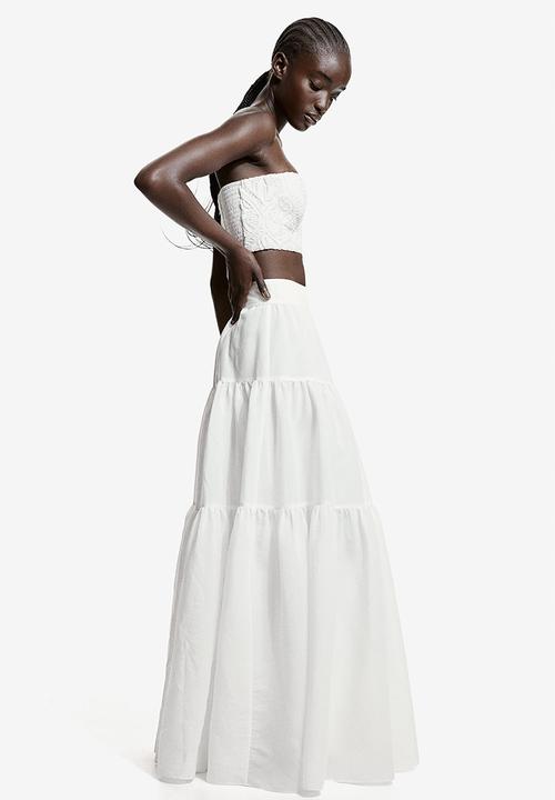 H&M - Tiered maxi skirt - white