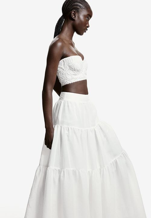 H&M - Tiered maxi skirt - white