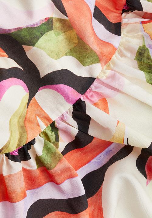 H&M - A-line dress - cream patterned