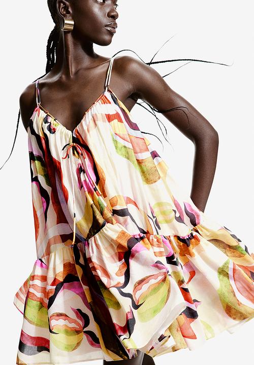 H&M - A-line dress - cream patterned