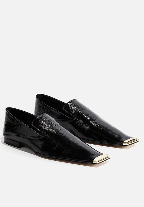 H&M - H&M Studio: Crackled-finish leather loafers - black