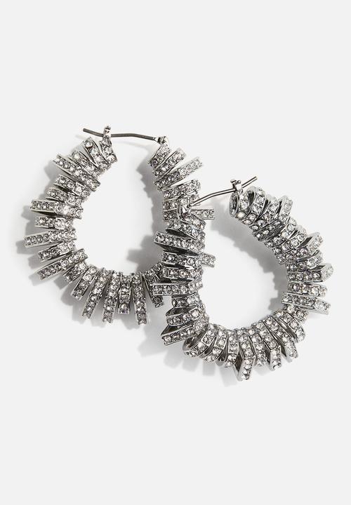 H&M - H&M Studio: Rhinestone-ornament  hoop earrings - silver