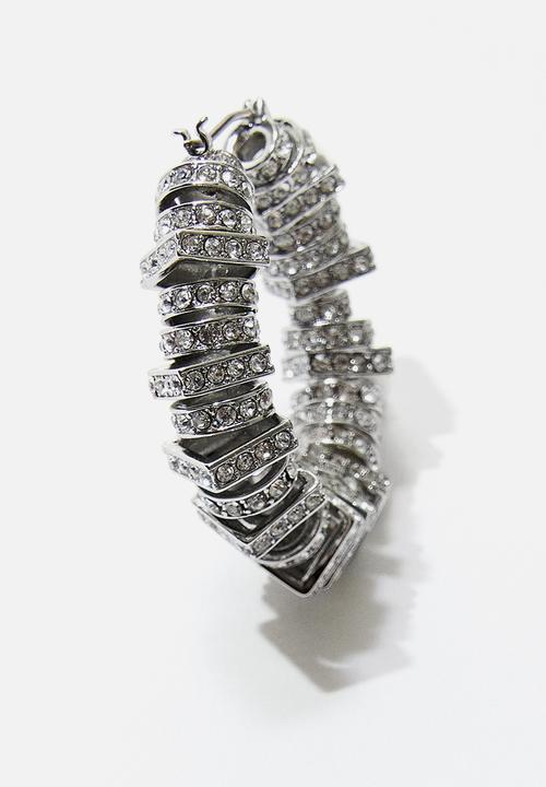 H&M - H&M Studio: Rhinestone-ornament  hoop earrings - silver
