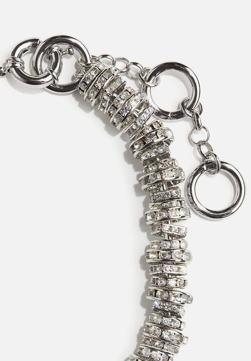 H&M - H&M Studio: Short rhinestone-ornament necklace - silver