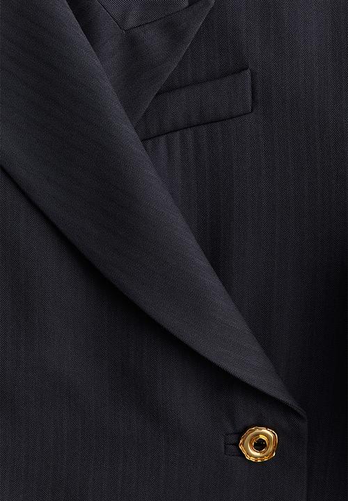 H&M - H&M Studio: Wool-blend statement-button blazer - black