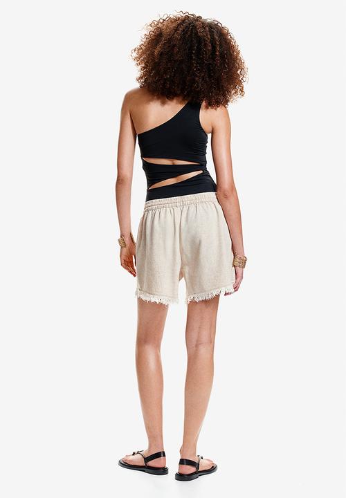 H&M - Linen-blend pull-on shorts - light beige