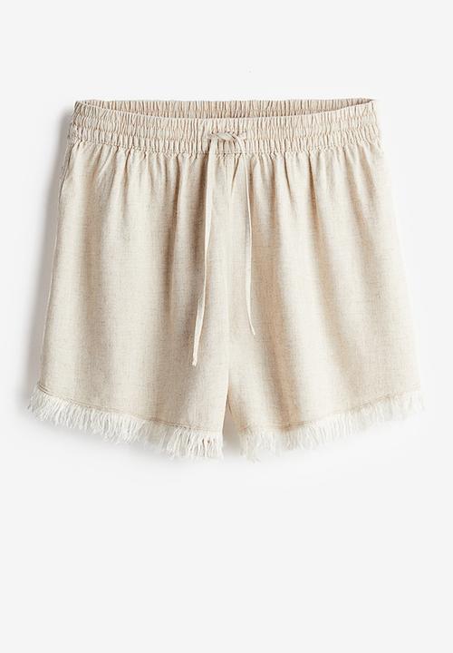 H&M - Linen-blend pull-on shorts - light beige