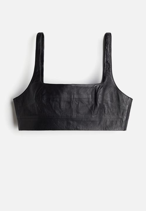H&M - H&M Studio: Leather crop top - black