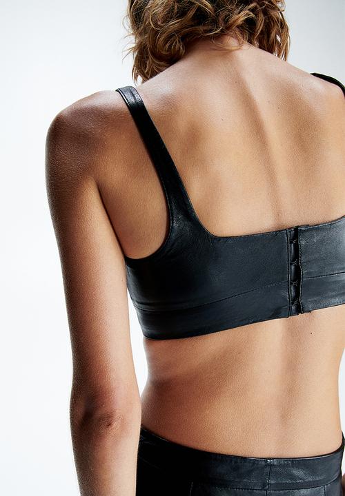H&M - H&M Studio: Leather crop top - black